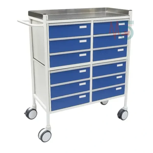 Crash Cart Trolley Double Drawers