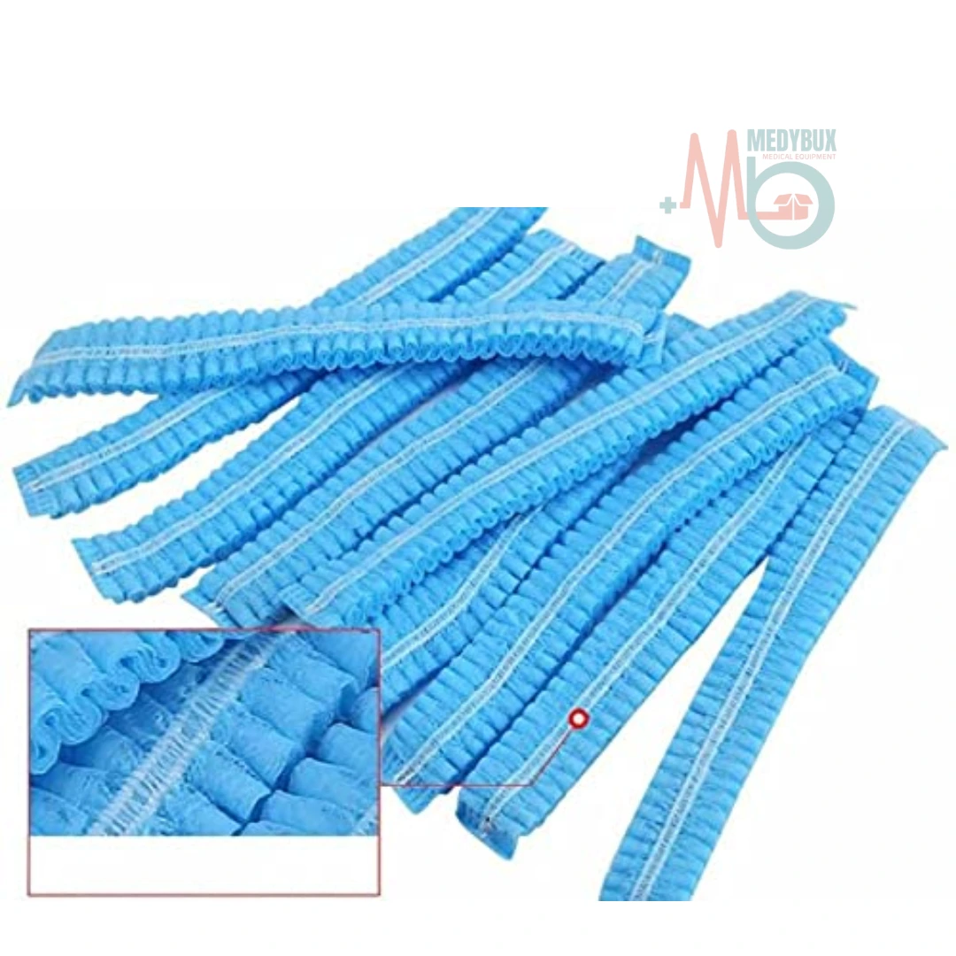 Disposable Stretchable Blue Bouffant Caps (100 Pieces) - Image 2
