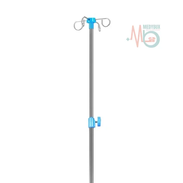 IV Stand 4 Hooks Stainless Steel Pipe with Plastic Base – JHE-IV085 - Image 2