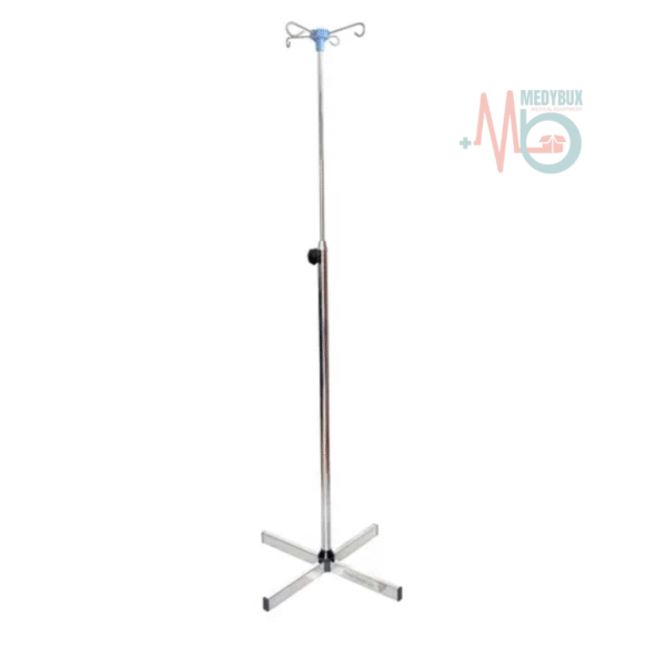 IV Stand with 4 Hooks – Chrome Pipe & Metal Base