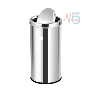 Swing Open-Top Dust Bin Stainless Steel with Lid Garbage Bin Round Shape (12X28 50L )