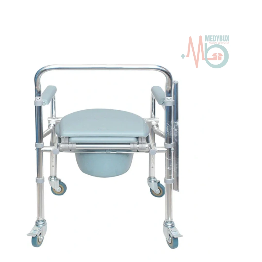 Karma Rainbow-11 Foldable Aluminium Commode Chair with Wheels - Image 3