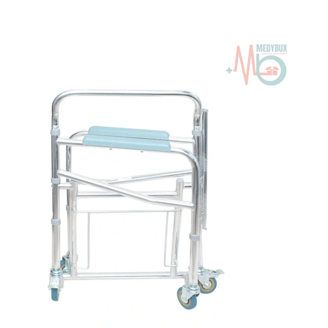 Karma Rainbow-11 Foldable Aluminium Commode Chair with Wheels - Image 4