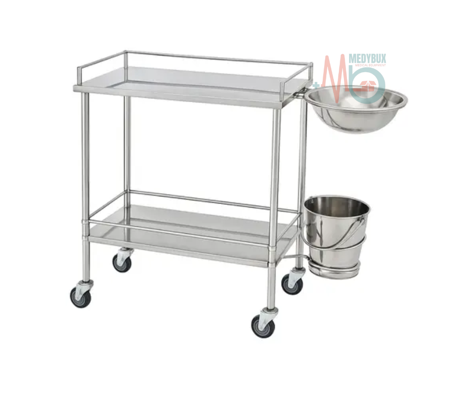 Dressing Trolley All Stainless Steel with Bowl and Bucket